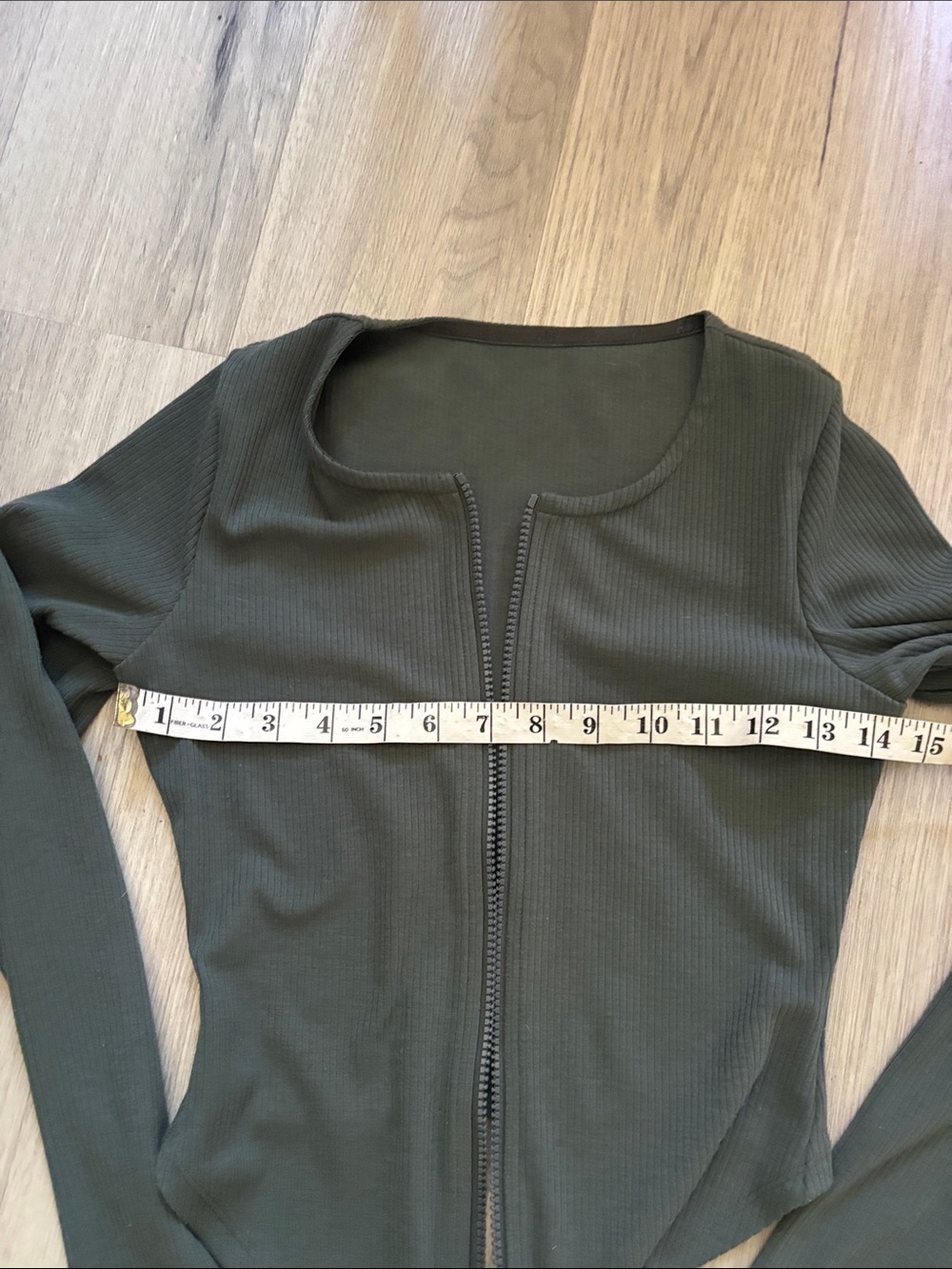 ALO Yoga Olive Ribbed Long-Sleeve Zip Top - Picture 3 of 8